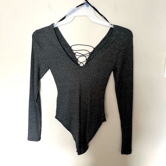 Forever 21 Gray Ribbed Bodysuit - Picture 1 of 4